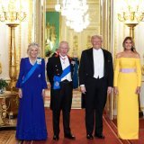 Le roi Charles III a donné un dîner d'Etat en l'honneur de Donald Trump au château de Windsor. KEYSTONE/AP/Doug Mills
